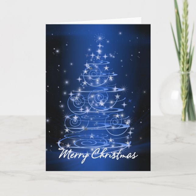 Christmas tree design stars and swirls holiday card (Front)
