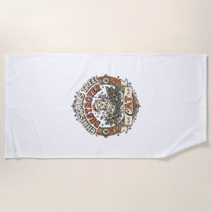 Christmas Tree Destroyer Cat Christmas Tree Destro Beach Towel