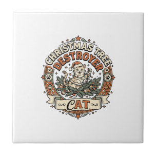 Christmas Tree Destroyer Cat Christmas Tree Destro Tile