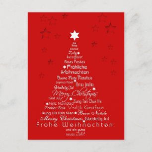 Christmas Tree Different Languages Holiday Postcard