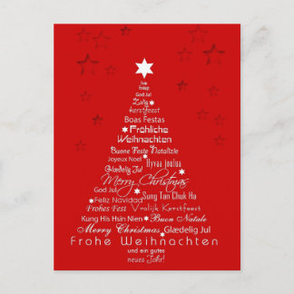 Christmas Tree Different Languages Holiday Postcard