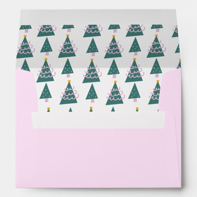 Christmas Tree Doodle Theme Holiday Envelope (Back (Bottom))