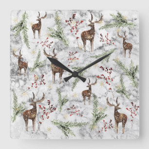 Christmas Tree Dot Art Square Wall Clock