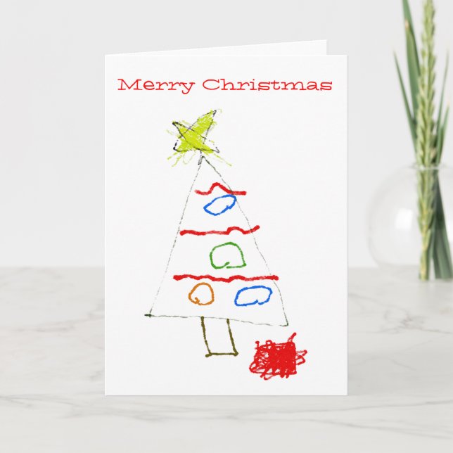 Christmas Tree Drawing Holiday Card (Front)