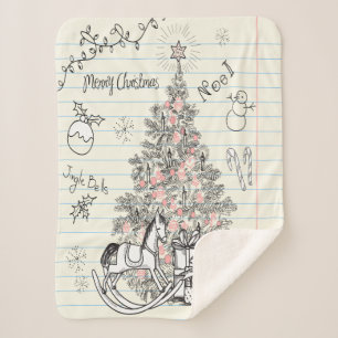 Christmas Tree Drawing Scribble Blanket