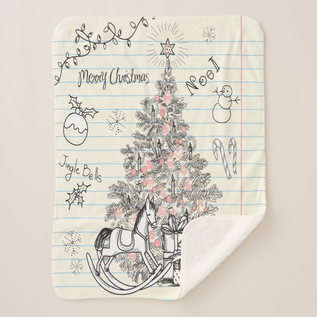 Christmas Tree Drawing Scribble Blanket (Front)