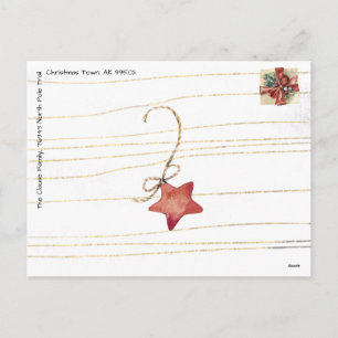 Christmas Tree Dried Fruits, Nuts, Gold Purple Holiday Postcard