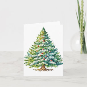 Christmas Tree E - Watercolors & Pen Card