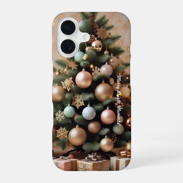 "Christmas Tree Elegance" iPhone 16 Case (Back)
