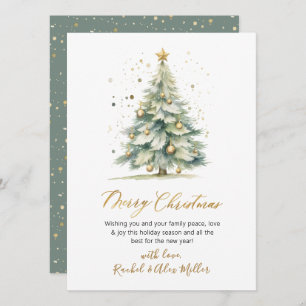 Christmas Tree Elegant Script Non Photo Christmas Holiday Card