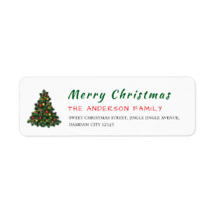 Christmas Tree Elegant Simple Return Address