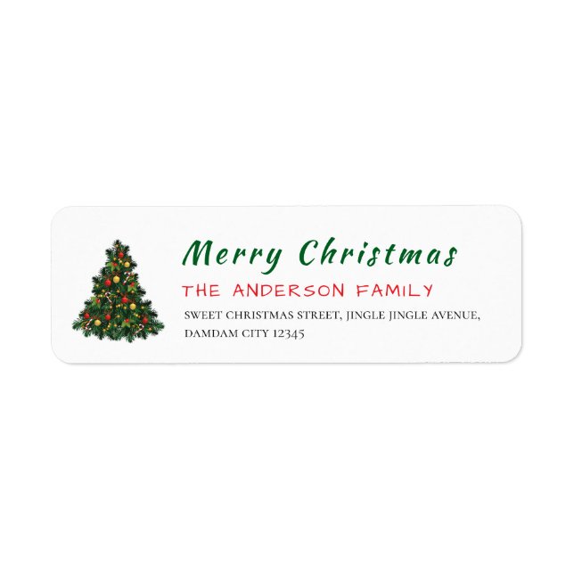 Christmas Tree Elegant Simple Return Address (Front)