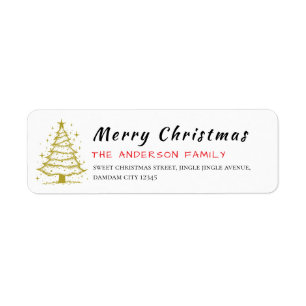 Christmas Tree Elegant Simple Return Address