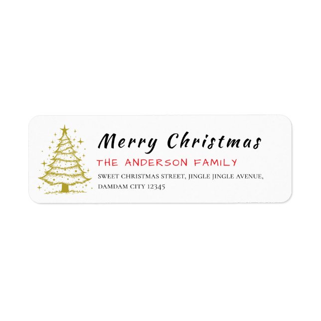 Christmas Tree Elegant Simple Return Address (Front)