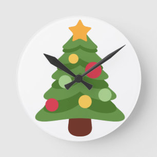 christmas tree emojis round clock