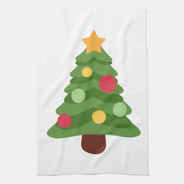 christmas tree emojis tea towel (Vertical)