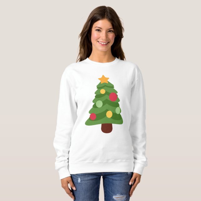 christmas tree emojis womens sweatshirt (Front Full)