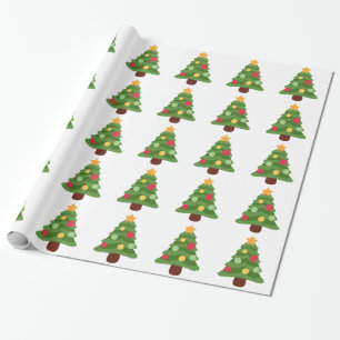 christmas tree emojis wrapping paper