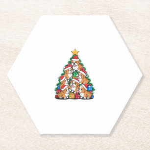Christmas Tree English Bulldog Bulldogs Paper Coaster