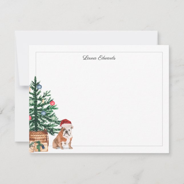 Christmas Tree English Bulldog Holiday Card (Front)