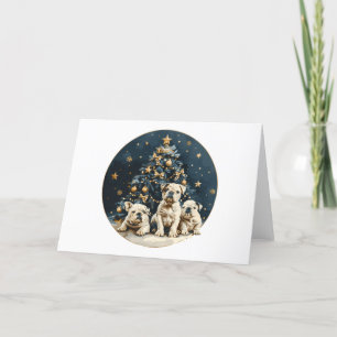 Christmas Tree English Bulldog Puppies Holiday Card