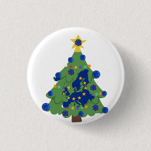 Christmas Tree - European Union Flag EU Euro - b 3 Cm Round Badge