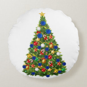 Christmas Tree - European Union Flag EU Euro - b Round Cushion