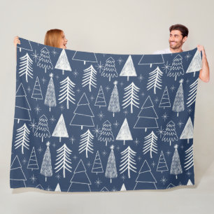 Christmas Tree - Evergreen Tree - Pine Tree Blue Fleece Blanket