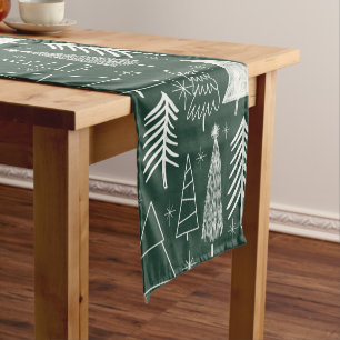 Christmas Tree - Evergreen Tree - Pine Tree Green Short Table Runner