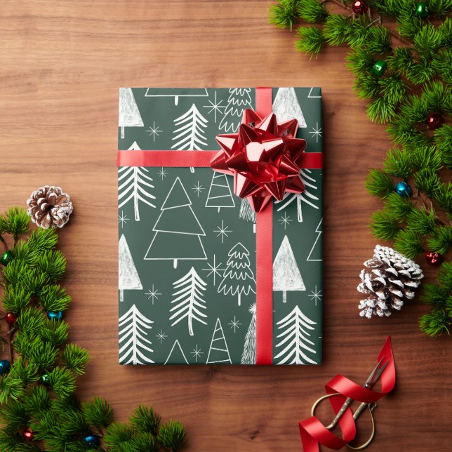 Christmas Tree - Evergreen Tree - Pine Tree Green Wrapping Paper (Holiday Gift)
