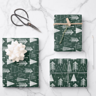 Christmas Tree - Evergreen Tree - Pine Tree Green Wrapping Paper Sheet