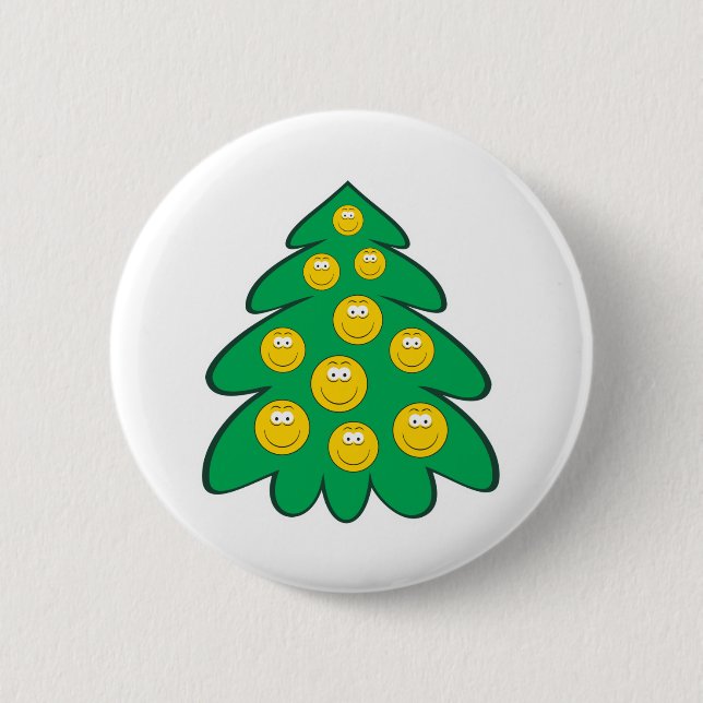 Christmas Tree Face 6 Cm Round Badge (Front)