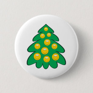 Christmas Tree Face 6 Cm Round Badge