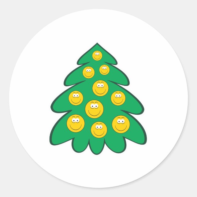 Christmas Tree Face Classic Round Sticker (Front)