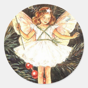 Christmas Tree Fairy Classic Round Sticker