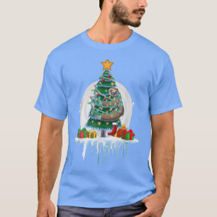 Christmas Tree Fairy Lights Snow Christmas Sloth  T-Shirt