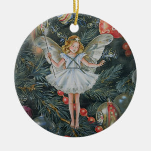 Christmas Tree Fairy Ornament, Personalised Ceramic Tree Decoration