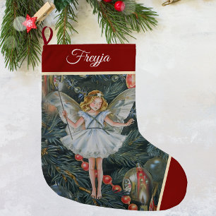 Christmas Tree Fairy Stocking, Personalised Large Christmas Stocking
