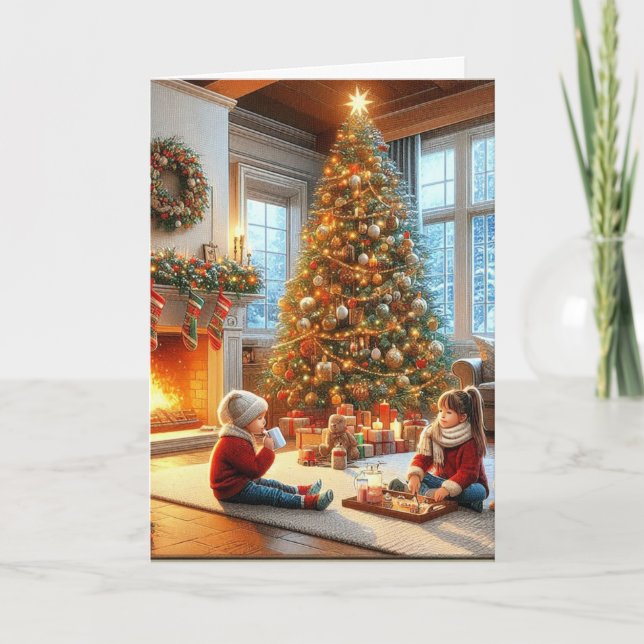 Christmas Tree Family Holiday  Card (Front)