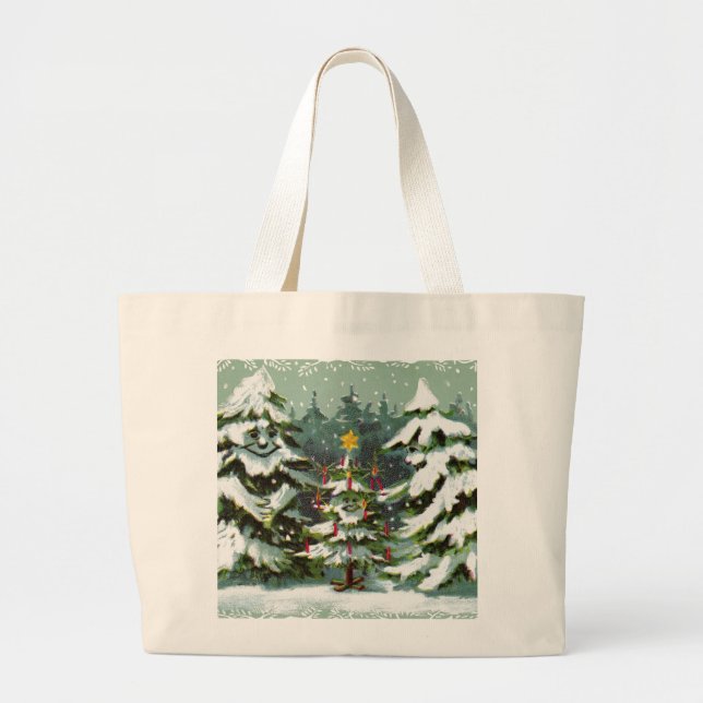 Christmas Tree Family Large Tote Bag (Front)