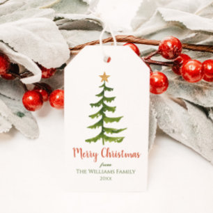 Christmas Tree Family Name Gift Tags