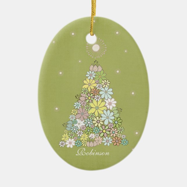 Christmas Tree Family Name Ornament Keepsake (Front)