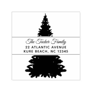 Christmas Tree Family Name Return Address Self-inking Stamp