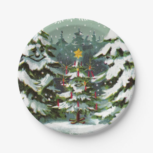 Christmas Tree Family Paper Plates (Front)