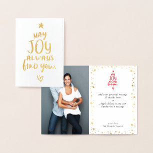CHRISTMAS TREE family photo modern typography Foil Card