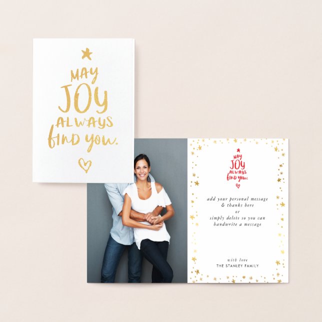 CHRISTMAS TREE family photo modern typography Foil Card (Display)