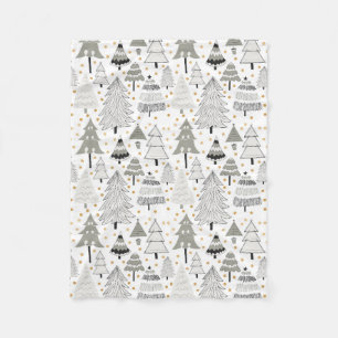 Christmas Tree Farm, gold dot accents Fleece Blanket