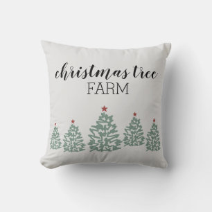 Christmas Tree Farm Illustration Holiday Cushion