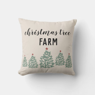 Christmas Tree Farm Illustration Holiday Cushion