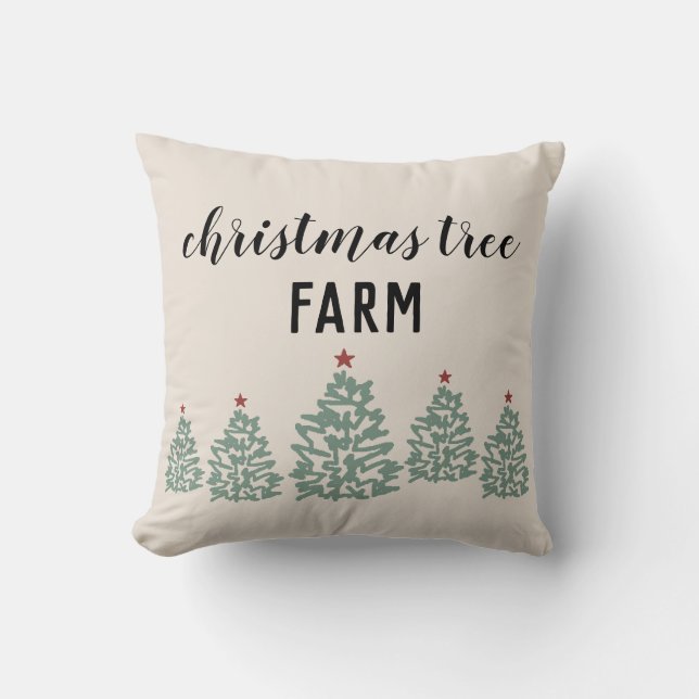 Christmas Tree Farm Illustration Holiday Cushion (Front)